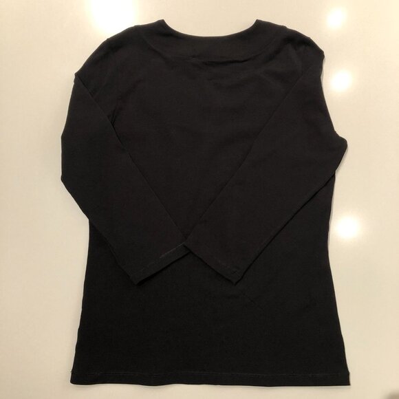 Betty Barclay Scoop Neck 3/4 Sleeve Top with Circle Detail Black + Silver Sz 8 - Picture 4 of 10